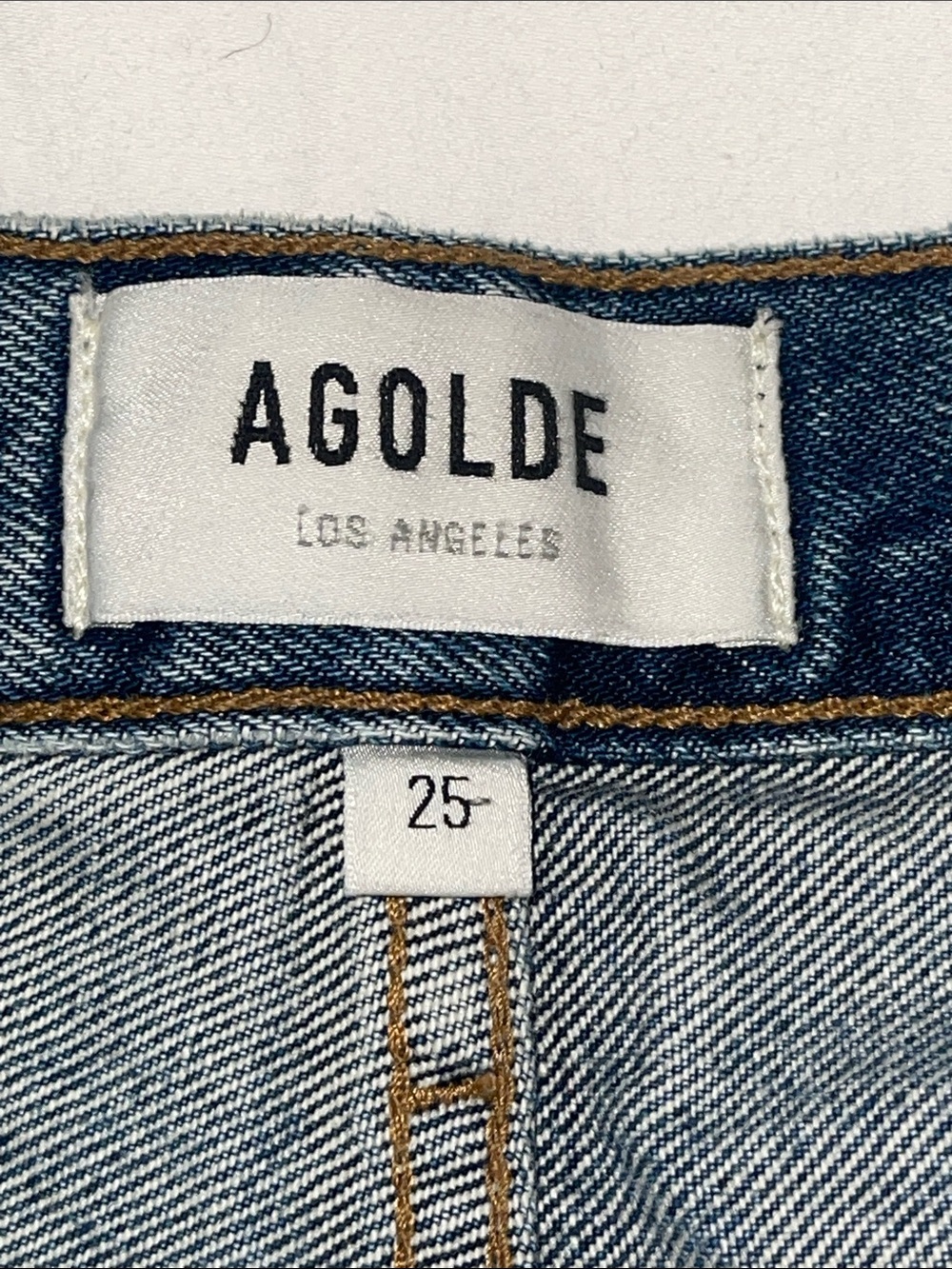 Agolde Raw Hem Distressed Jean Shorts in Medium Blue - Picture 8 of 16